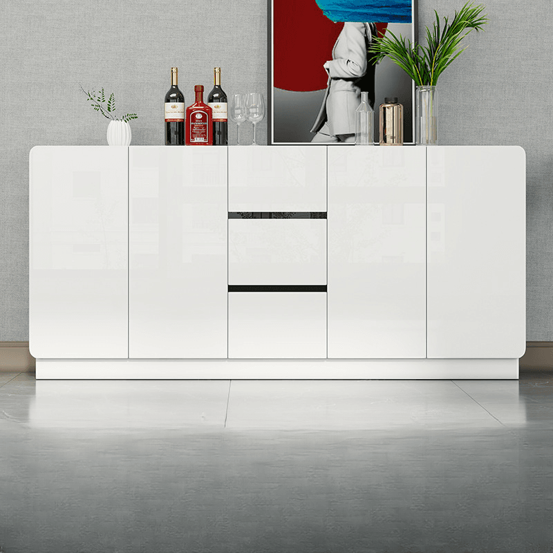 White Trendy Kitchen Storage with 3 Drawers, Standard/Narrow Size, Lumber Countertop, Variable Shelf, and Multiple Doors Options thumbnail 5
