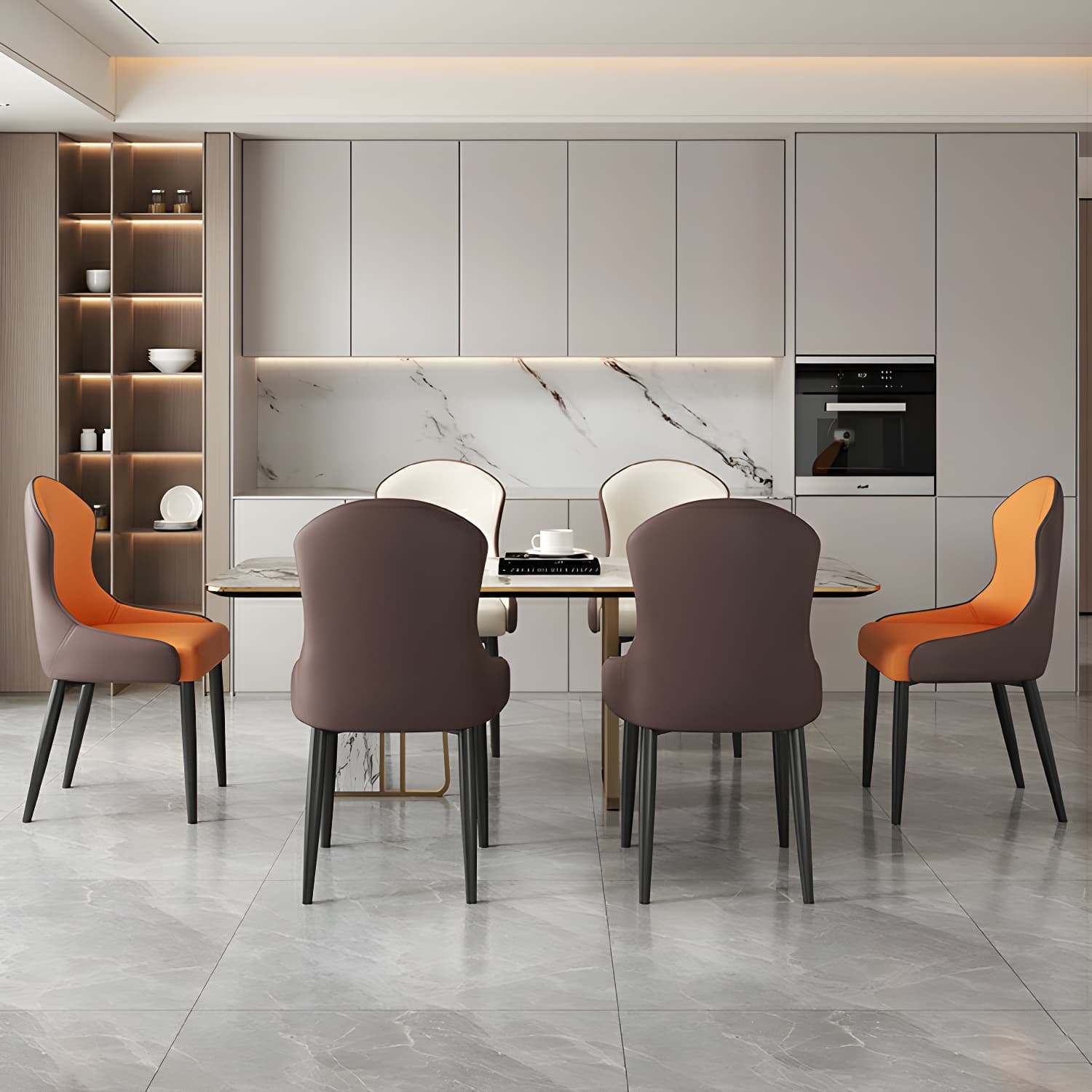 Wingback Faux Leather Side Chair with Metal Legs and Upholstered Seat for Kitchen & Dining thumbnail 14