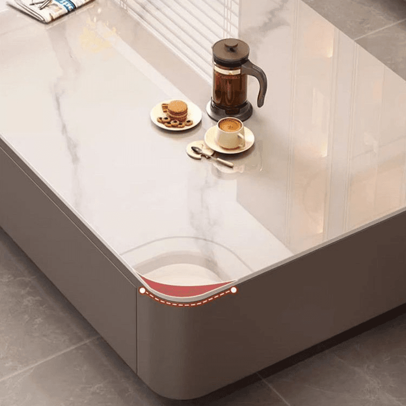 Contemporary Design Single Set Geometric Figure Rock Top Board Game Coffee Table with Block Base in Gray/Chalk and 2 Drawers thumbnail 10