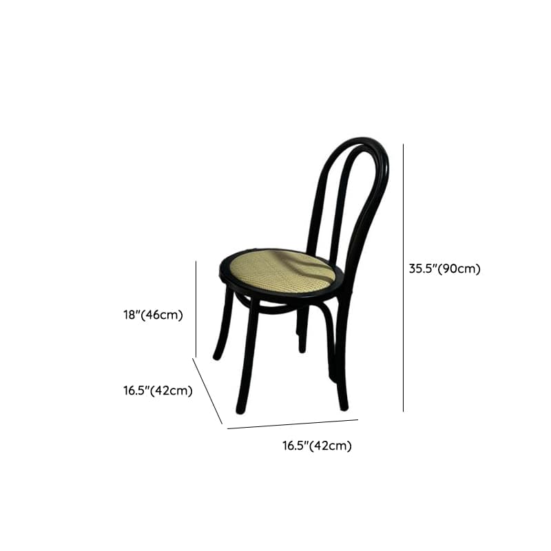 Minimalist Dark Wood Dining Table Set with Wood Slab, 4 Legs, Padded Chair, and Back thumbnail 8