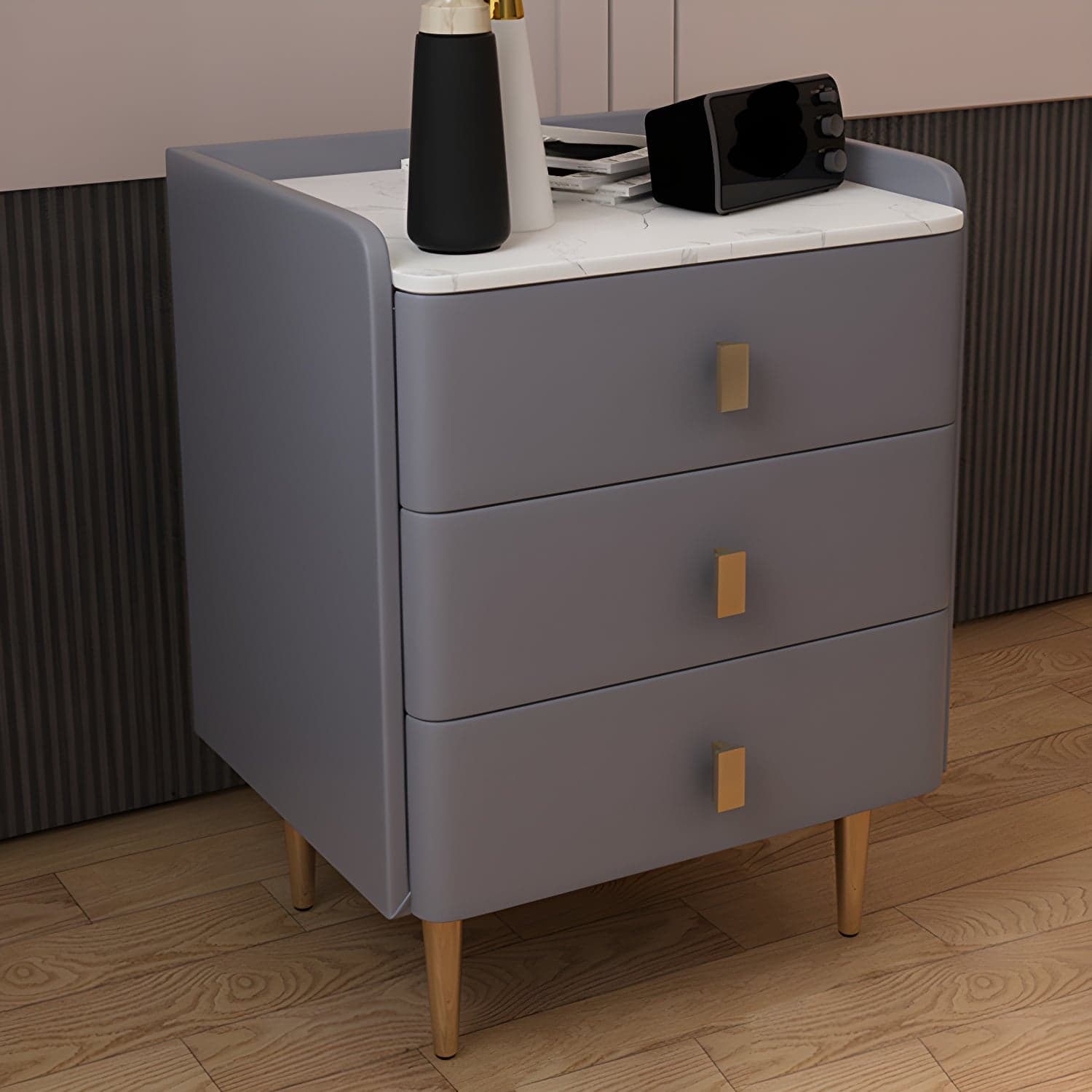 Glam Drawers Included Accent Table Nightstand 22.5" Tall with Legs thumbnail 5