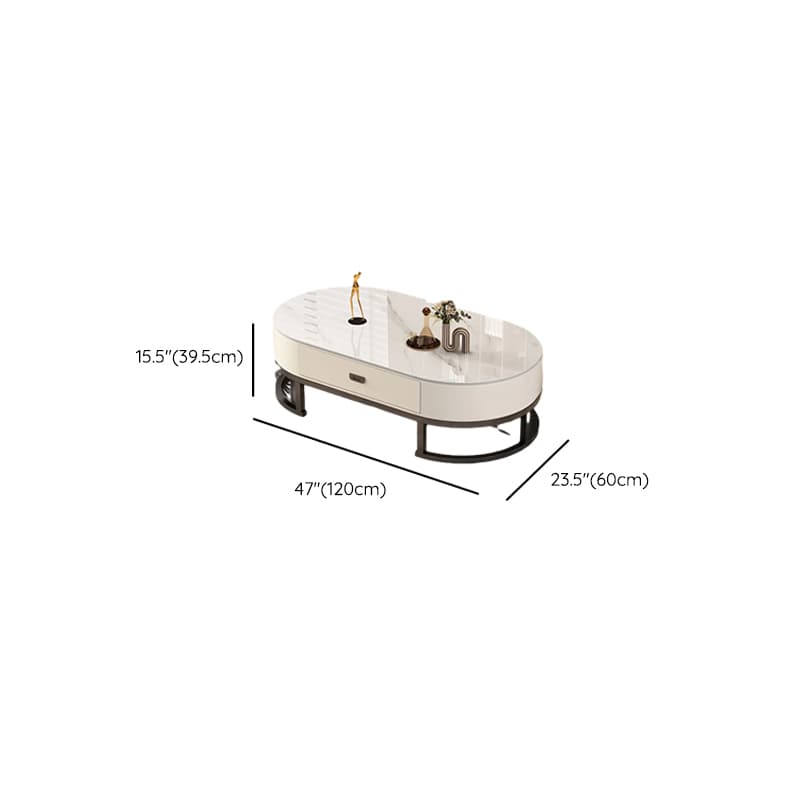 Elliptical Accent Table with Dual-base and Rawhide Upholstery thumbnail 15