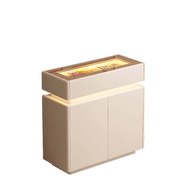 Elegant Sideboard with 8/12 Drawers, Glass Countertop, and Illuminating Lighting thumbnail 2