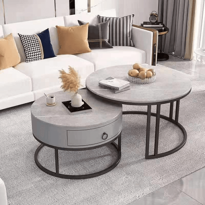 Nested Coffee Table with Rounded Top and Structured Base for Foyer Use thumbnail 7