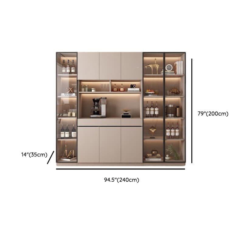 Wide/Standard/Narrow Modern Timber 3 Drawers 2 Shelves/3 Shelves/1 Shelf Glass Doors Pantry Hutch Sideboard thumbnail 31