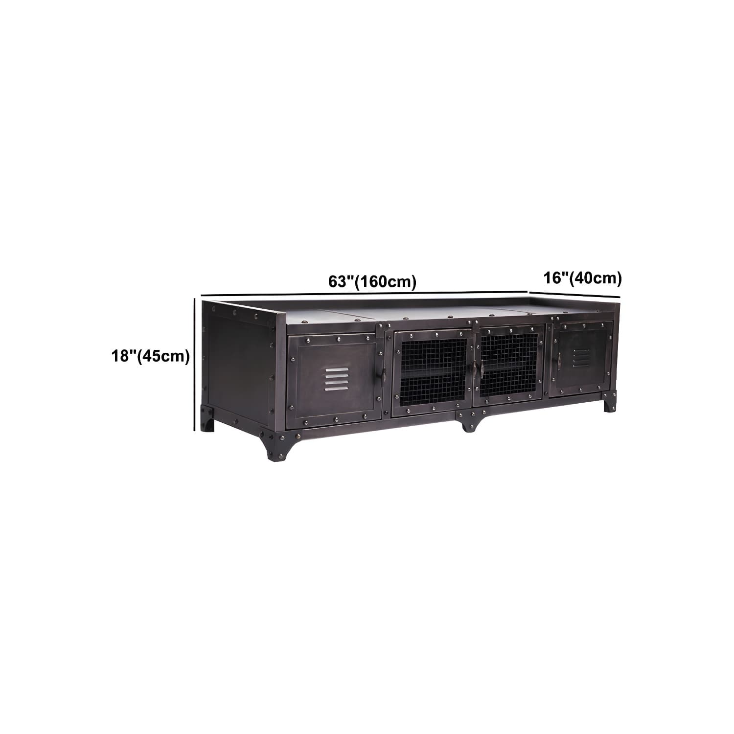 17.72"H TV Stand Enclosed Storage Industrial Style TV Console with 4 Doors thumbnail 10