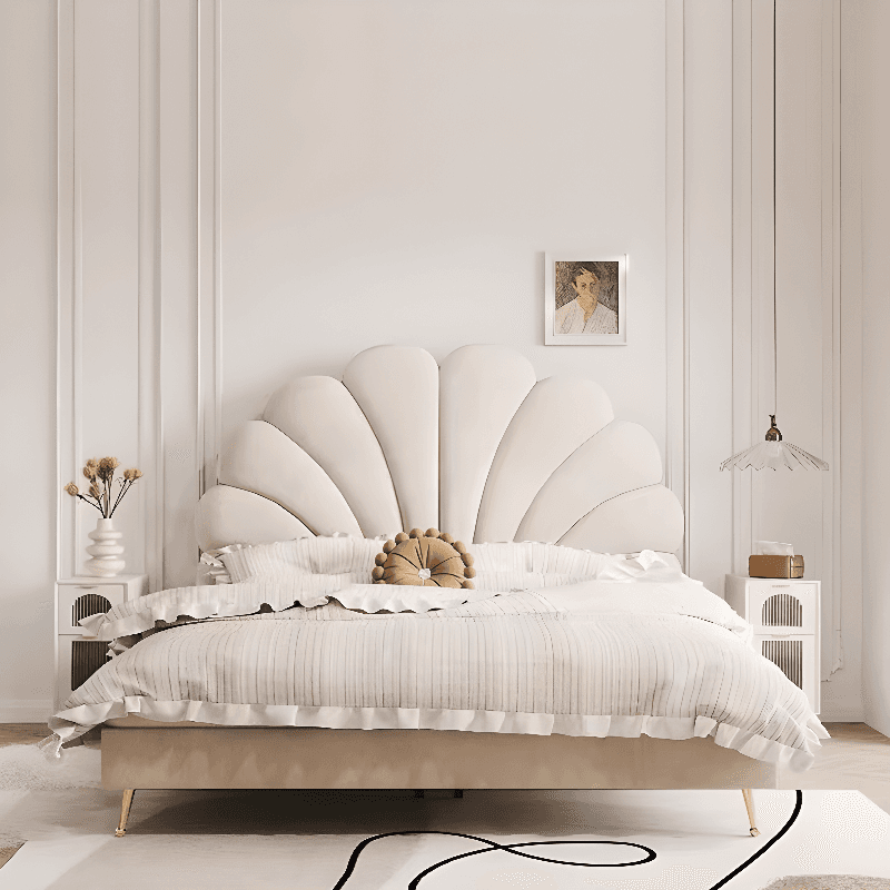 Modish Style Panel Headboard with No Distressing in Timber, Featuring Arched Shape for Twin XL/Full/Queen Bed, Sponge Upholstery Fill, Standard Height thumbnail 6