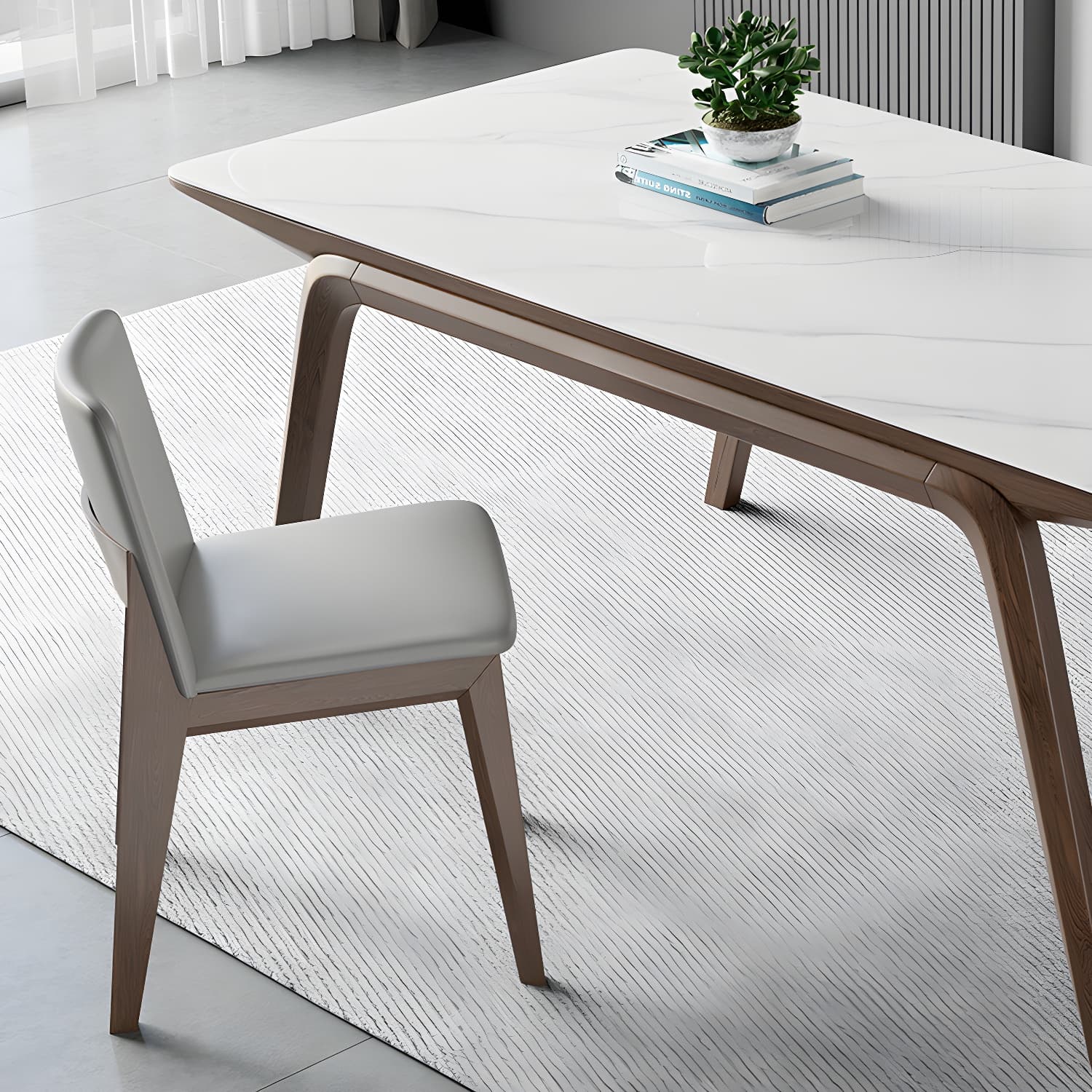 Designer Style Sintered Stone Top Dining Set Rectangle 1/3/4/5/7 Pieces Dining Table Set thumbnail 9