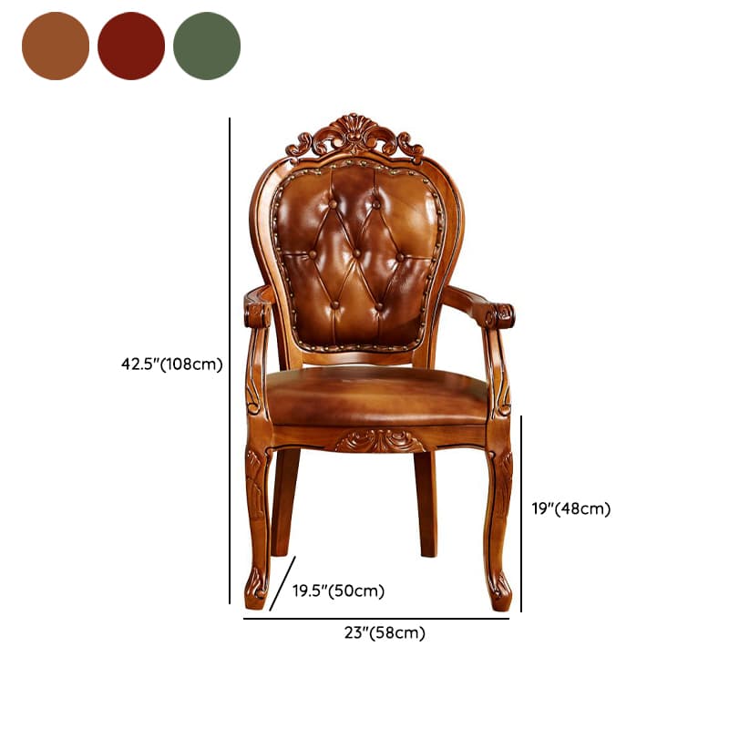 Steady Bordered Leather Upholstered Side Chair/Arm Chair with Wooden Legs and Nailhead Embellishment for Dinette in a Nordic Style thumbnail 14