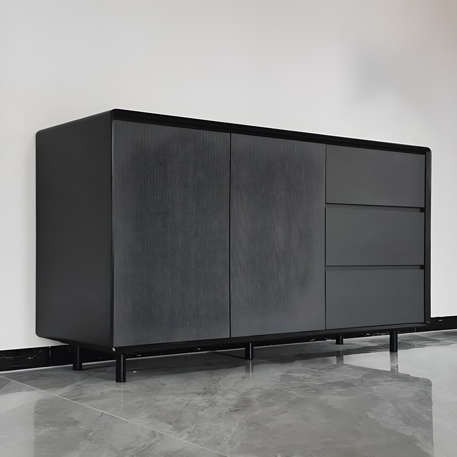 Wood Buffet Table Contemporary Style Side Board with Cabinets and Drawers thumbnail 19