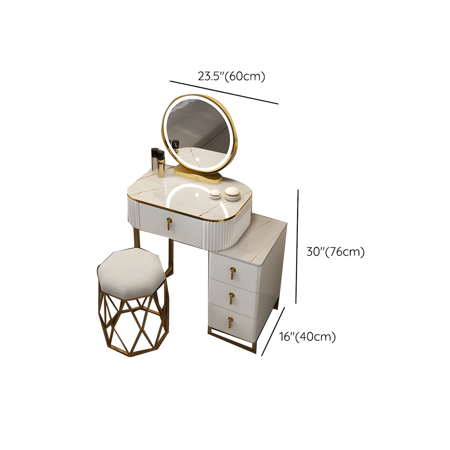 Contemporary Makeup Vanity Desk Table 29.9" H Bedroom Makeup Counter thumbnail 35