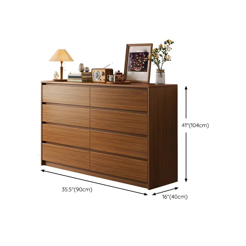 Elegant Brown Wood Double Dresser with Drawers, Modern Style thumbnail 16