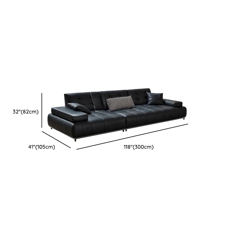 Straight/L-Shape Sofa Couch/Sofa Recliner with Tufted Back in Dark, Horizontal/Left Hand Facing, Decorative-stitched thumbnail 15