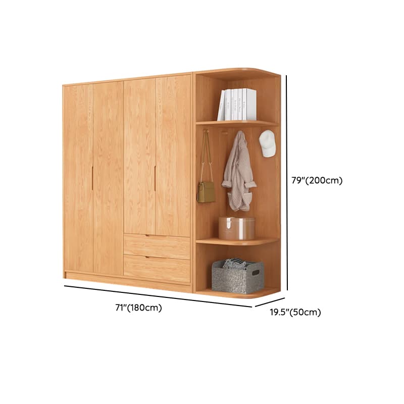 Wood Color Nordic Unfixed Wardrobe Closet thumbnail 42