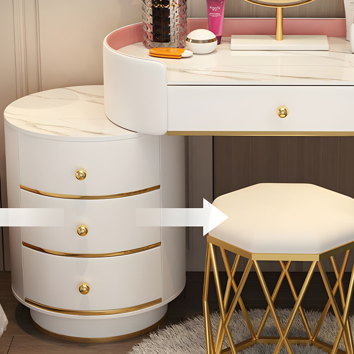 Lighted Mirror Makeup Counter Bedroom Makeup Vanity Desk Table with Drawer thumbnail 11