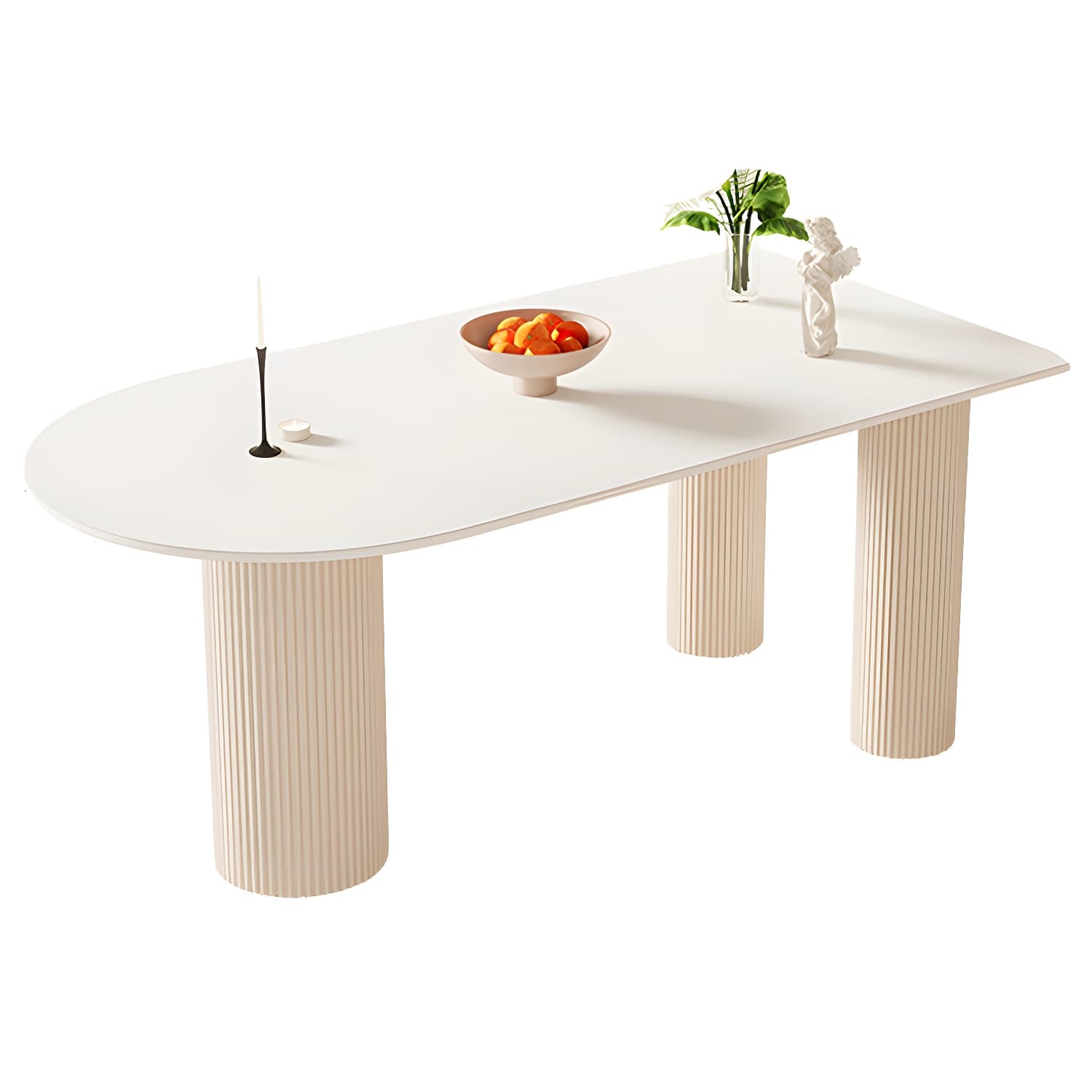 White Stone Surface 75cm Modern Kitchen & Dining Table with Metal Legs thumbnail 5