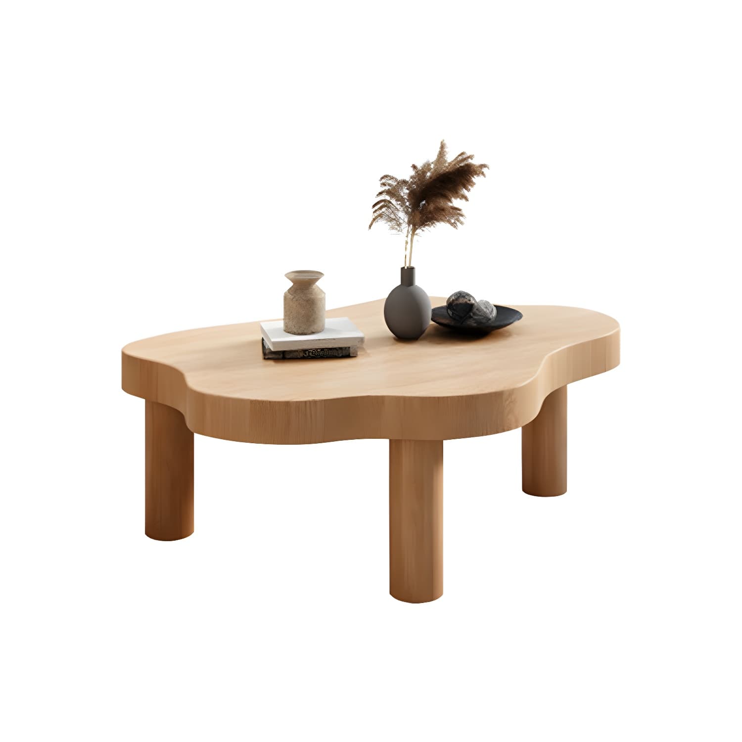 Contemporary 3 Legs Coffee Table Wood Cloud Shaped Cocktail Table thumbnail 7