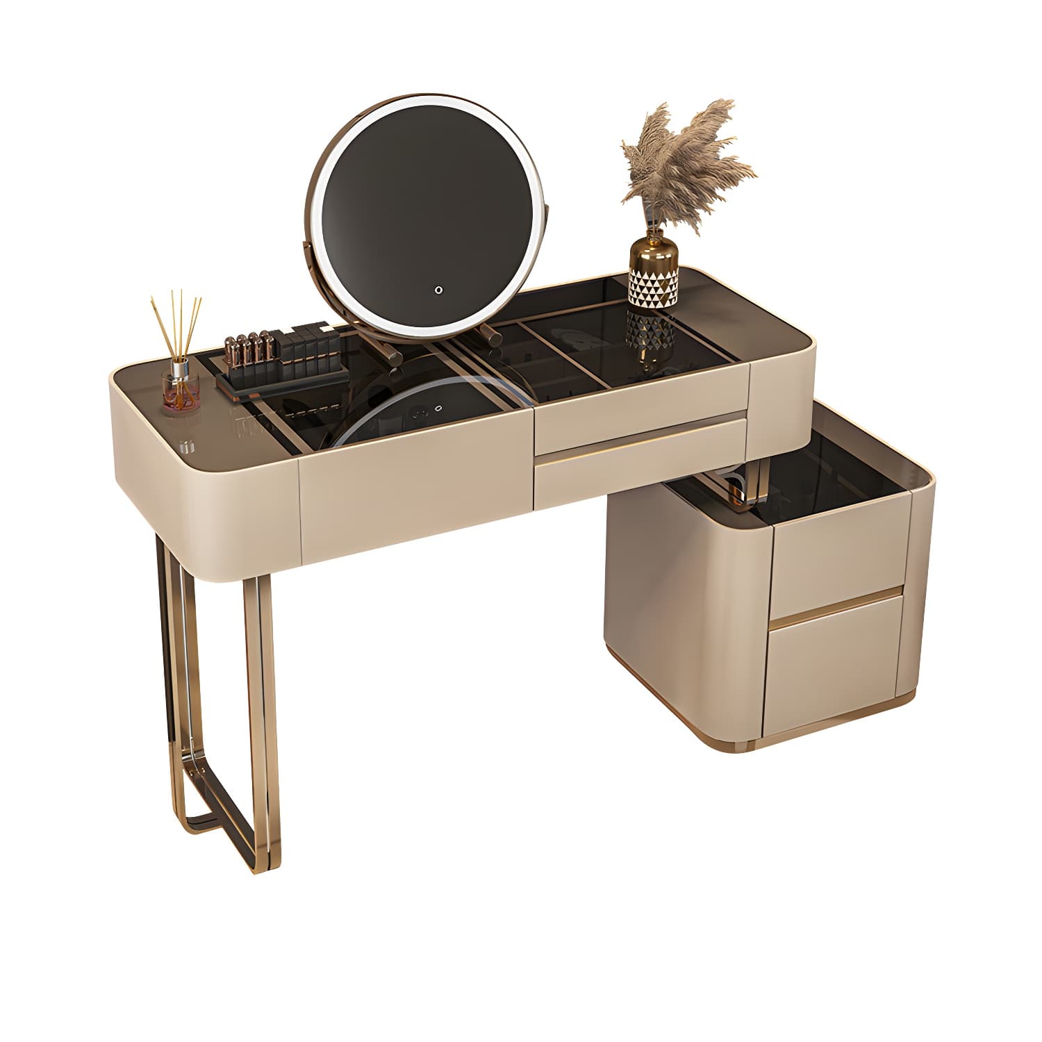 Luxurious Wood and Metal Make-up Vanity 5 Drawers & Lighted Mirror Dressing Table thumbnail 15