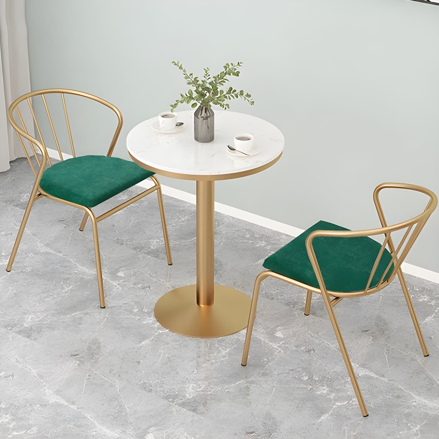 Traditional Luxury Round Dining Table Marble Top Table with Gold Metal Base thumbnail 12