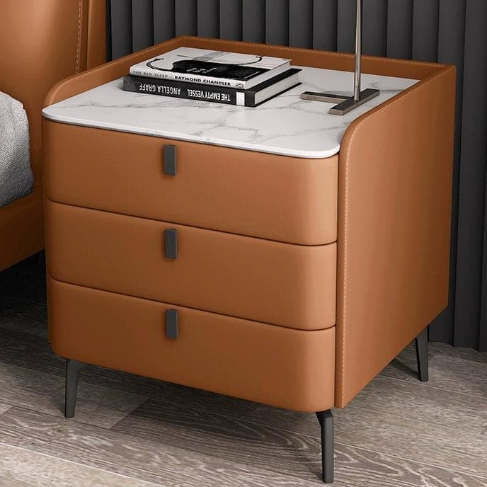 Modern Wooden 3-Drawer Nightstand Stone Countertop with Legs Partial Assembly Required thumbnail 10