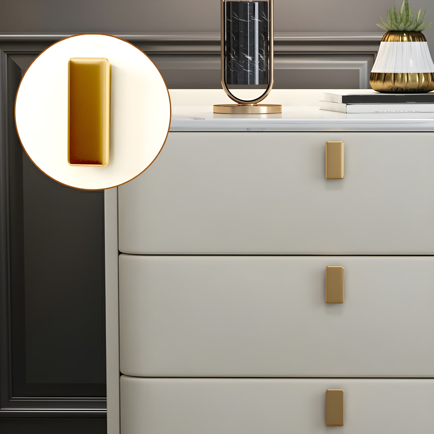 Glam Style Sintered Stone Top Drawer Storage Nightstand for Bedroom thumbnail 26