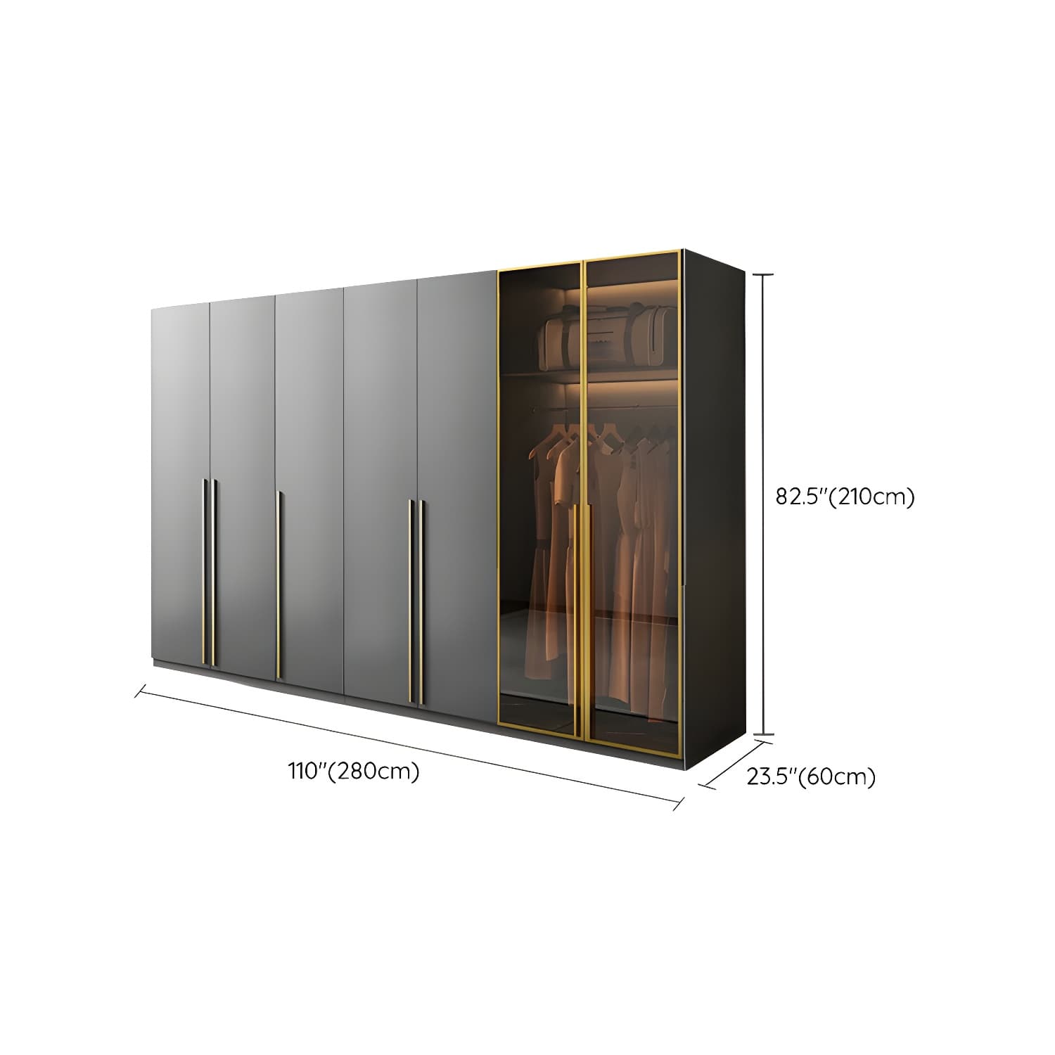 Modern Black Wood Wardrobe Armoire with Soft-Close Drawers & Clothing Rod thumbnail 17