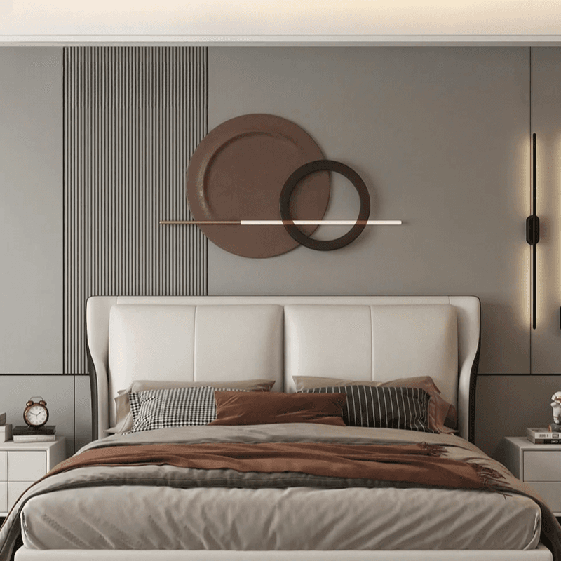Trendy Wingback Headboard with No Distressing in Natural Wood, Rectangle Shape for Full/Queen Bed with Sponge Upholstery and Standard Height thumbnail 10