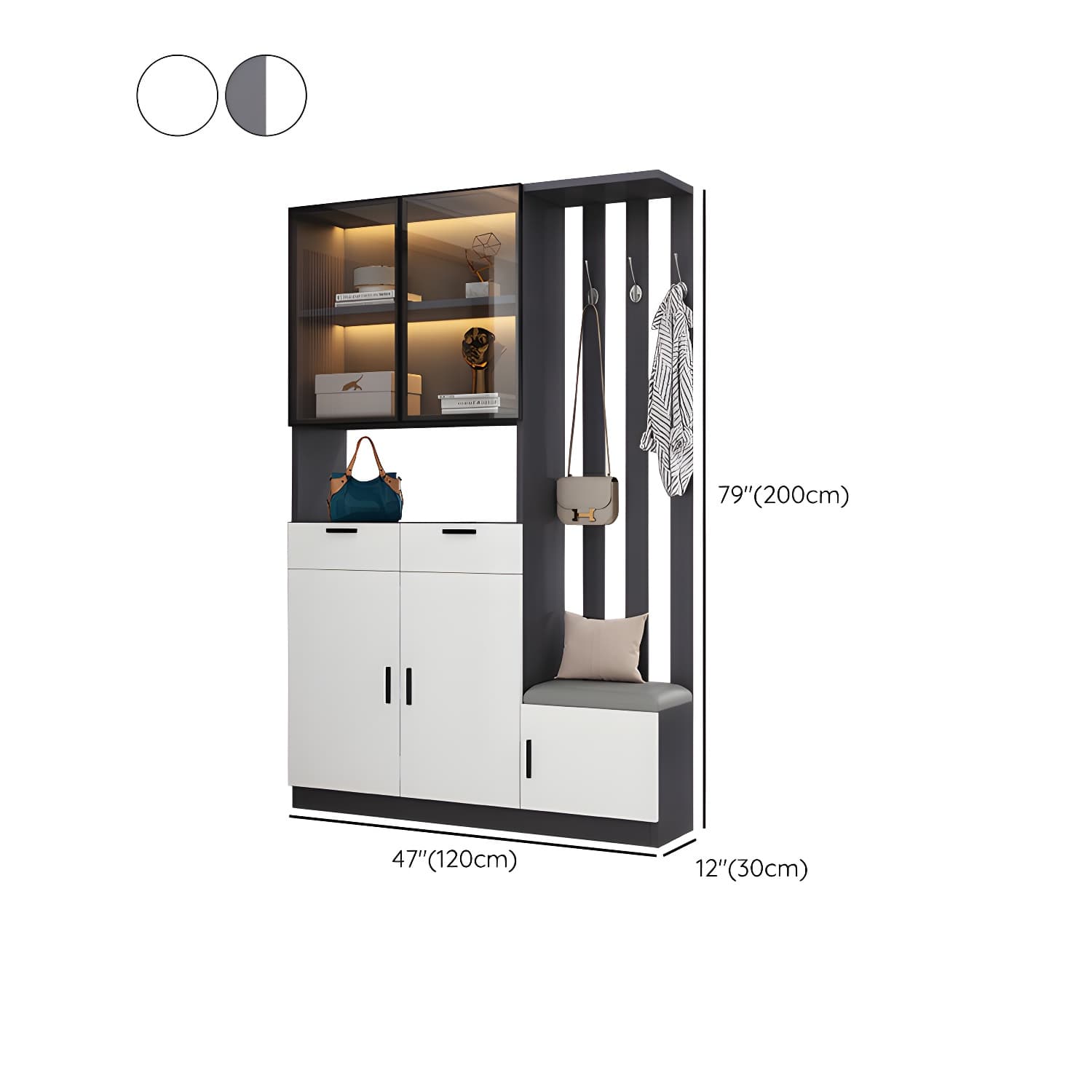 Contemporary Style Wooden 3-door Accent Cabinet with Drawer and Shelf thumbnail 18
