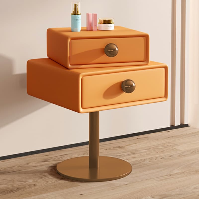 Modern Faux Leather Drawer Storage Nightstand in Narrow for Bedroom thumbnail 9