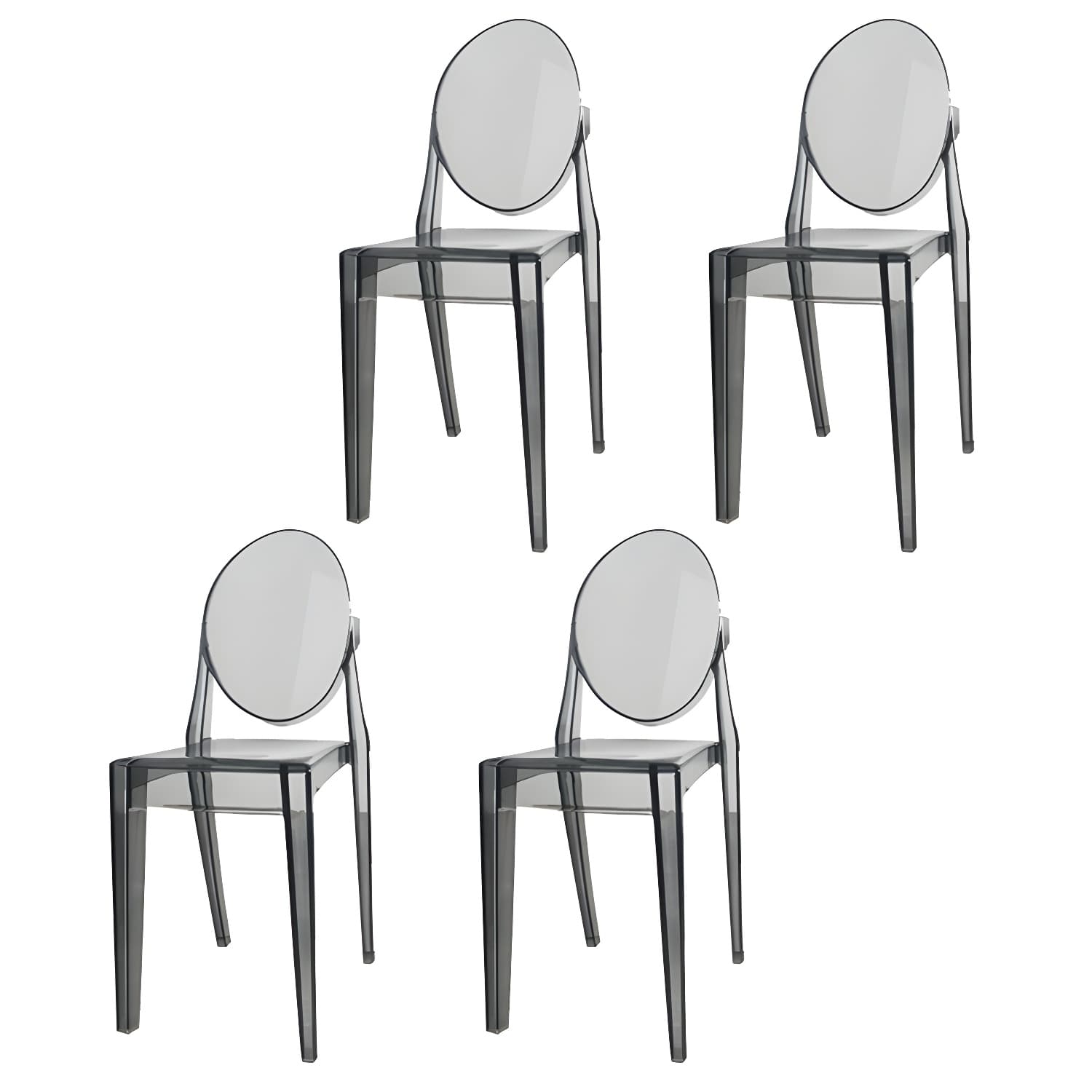 Scandinavian Winehouse Plastic Side Chair Transparent Open Dining Chair (Set of 4) thumbnail 14