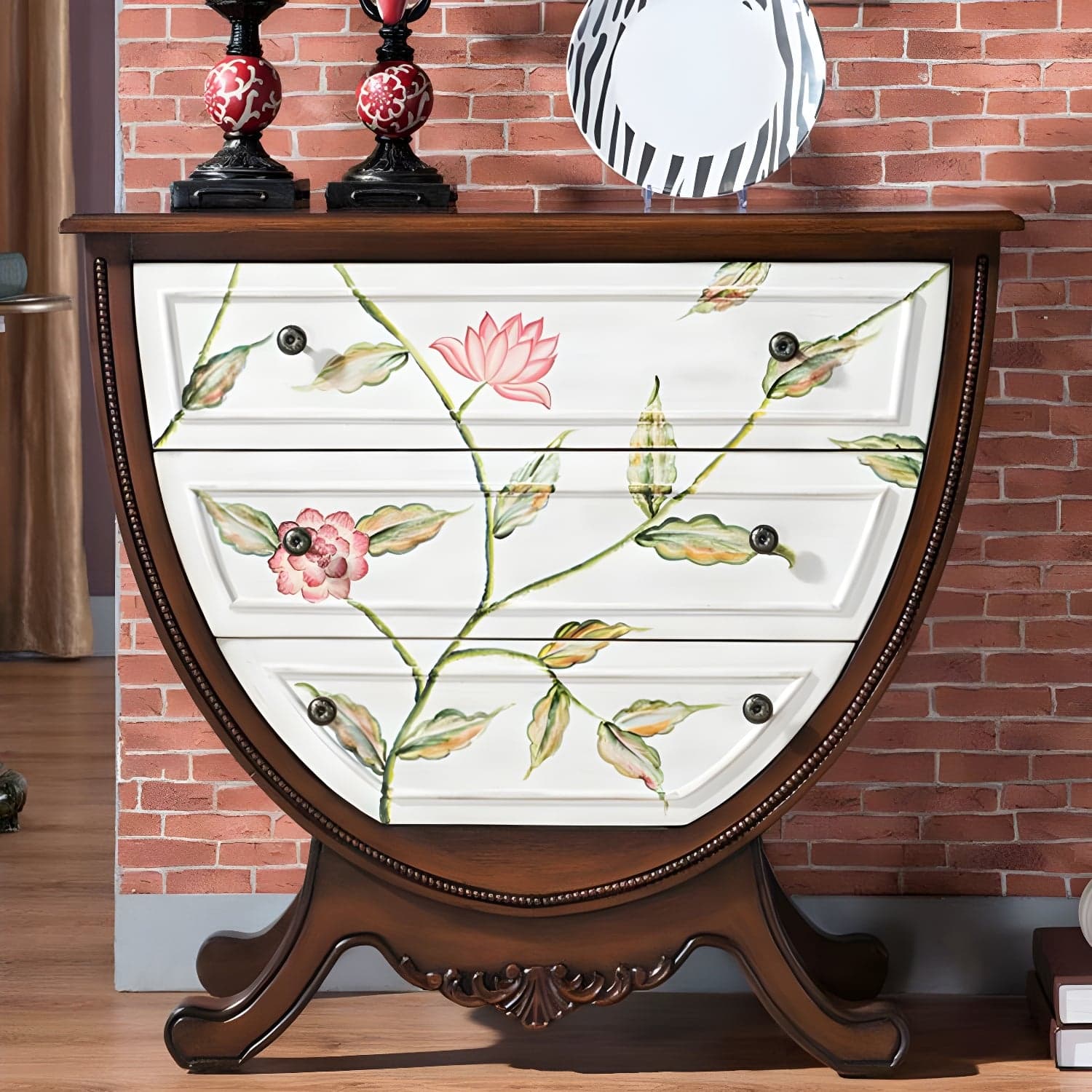 Rustic Wood Chest Vertical Chest with Drawers for Living Room thumbnail 7