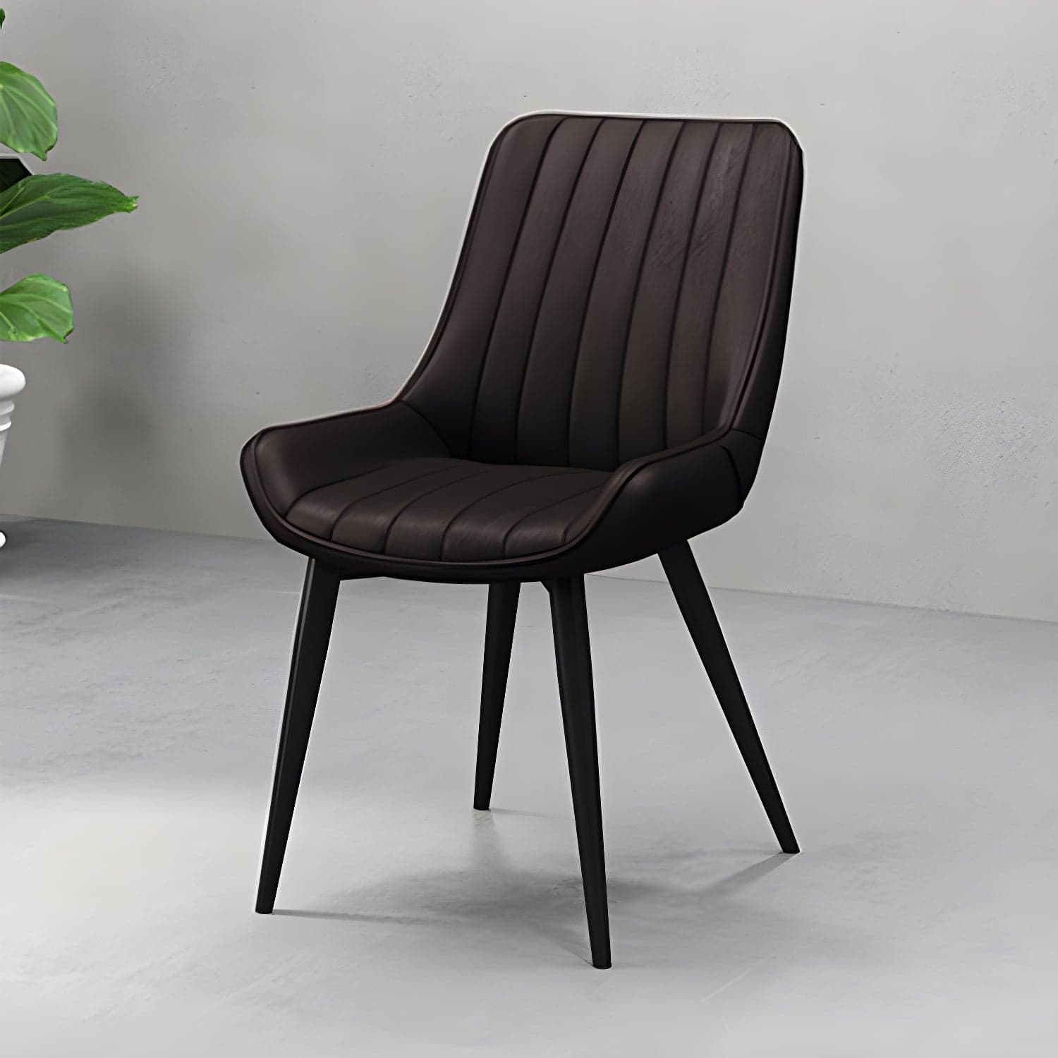 Metal Frame Dining Side Chair Faux Leather Upholstered Side Chair thumbnail 3