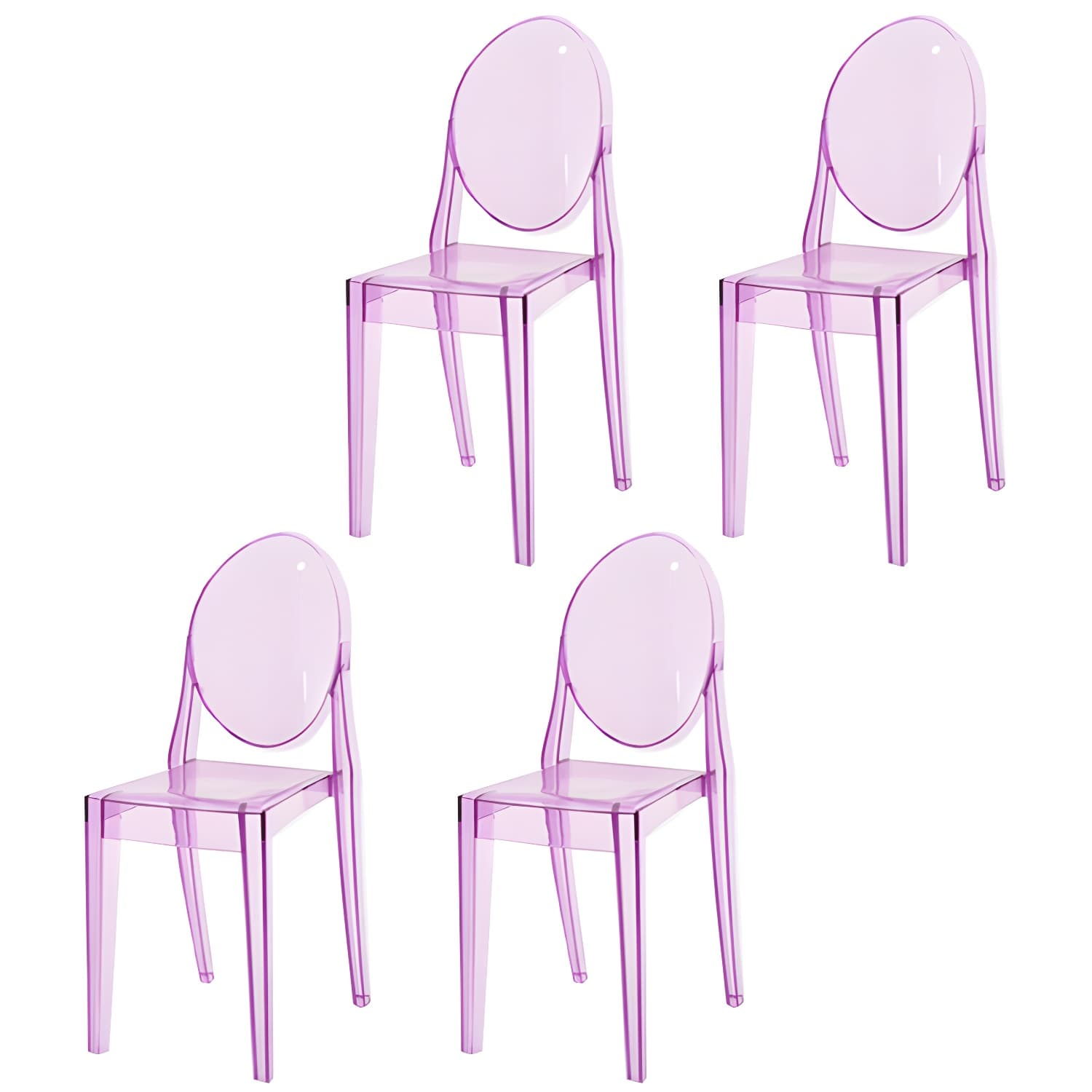 Scandinavian Winehouse Plastic Side Chair Transparent Open Dining Chair (Set of 4) thumbnail 12