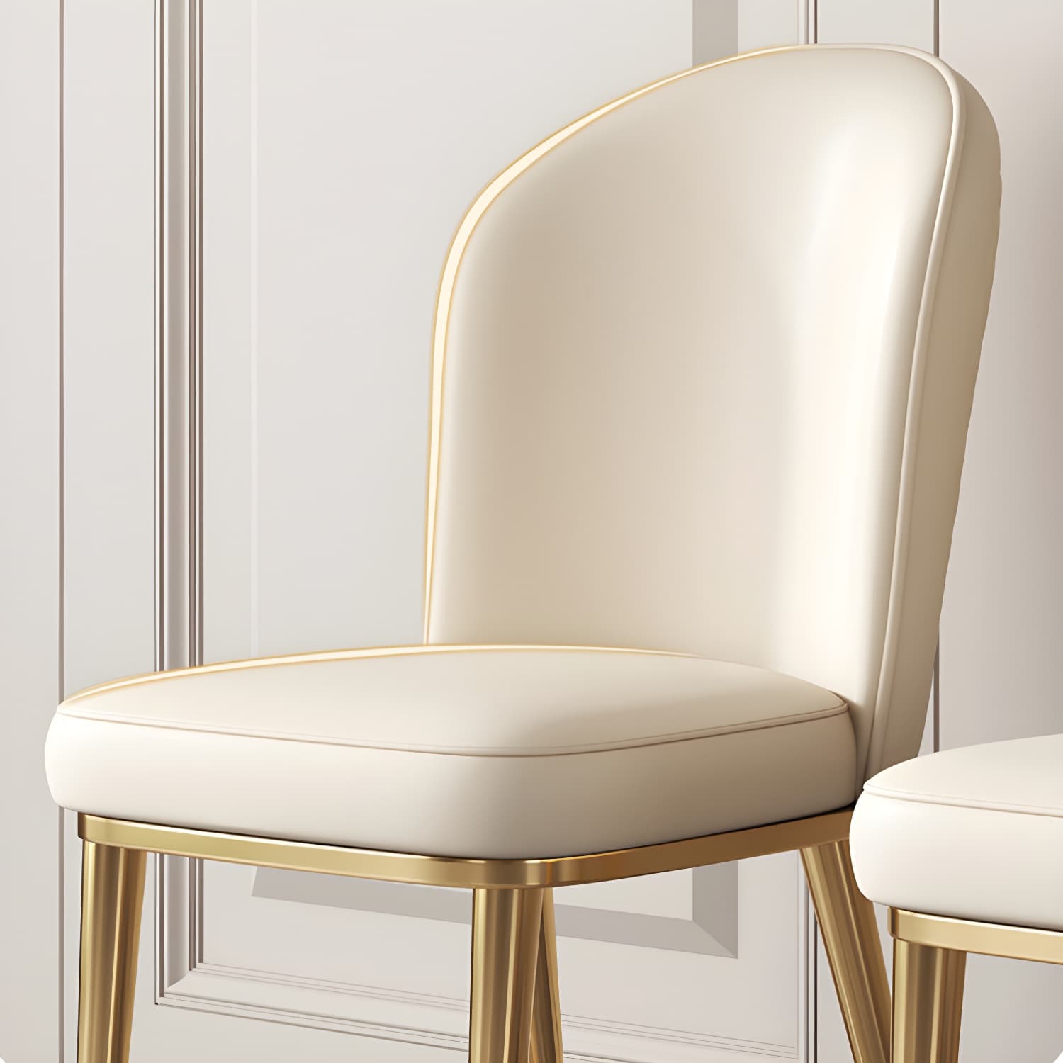 Glam Style Side Chair Leather Gold Frame Dining Chair for Home thumbnail 22