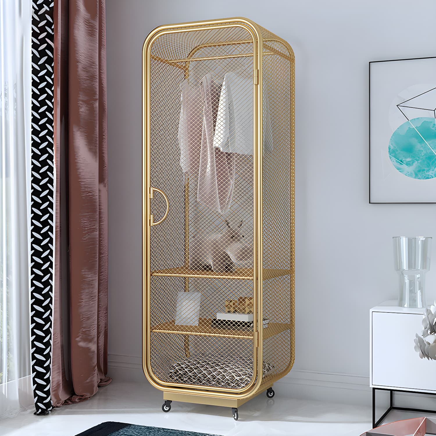 Contemporary Wardrobe Closet Metal Wardrobe Cabinet for Bedroom thumbnail 11
