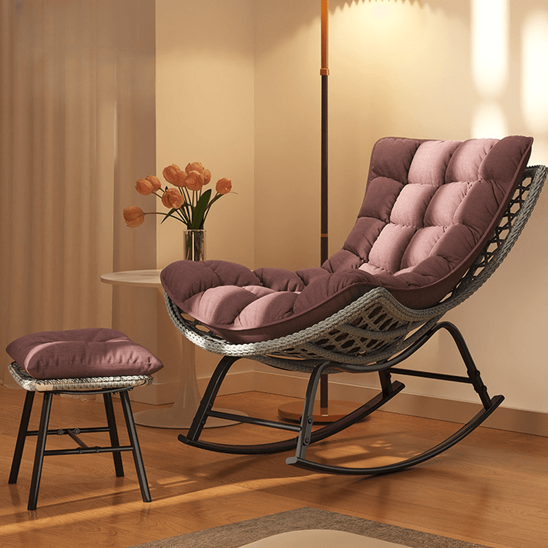 2 Piece Set/1 Piece Set Cushioned Rocking Chair with Ottoman in Resin with Rear in a Modern Simple Style thumbnail 6