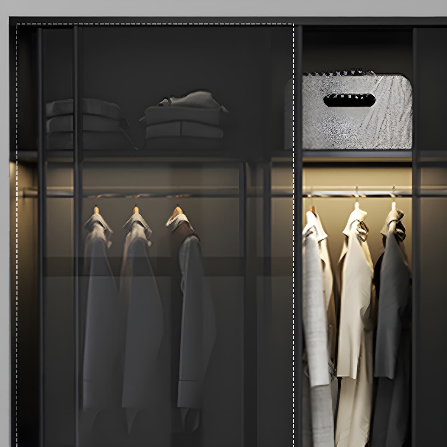 Contemporary Wood and Tempered Glass Wardrobe Freestanding Wardrobe Armoire without Light thumbnail 7
