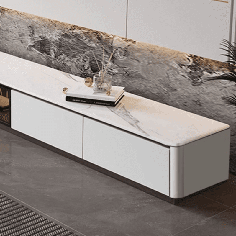 Art Deco Sintered Stone TV Stand for Sitting Room with Multiple Drawers, Storage Cabinet, Cable Management, and Door thumbnail 8
