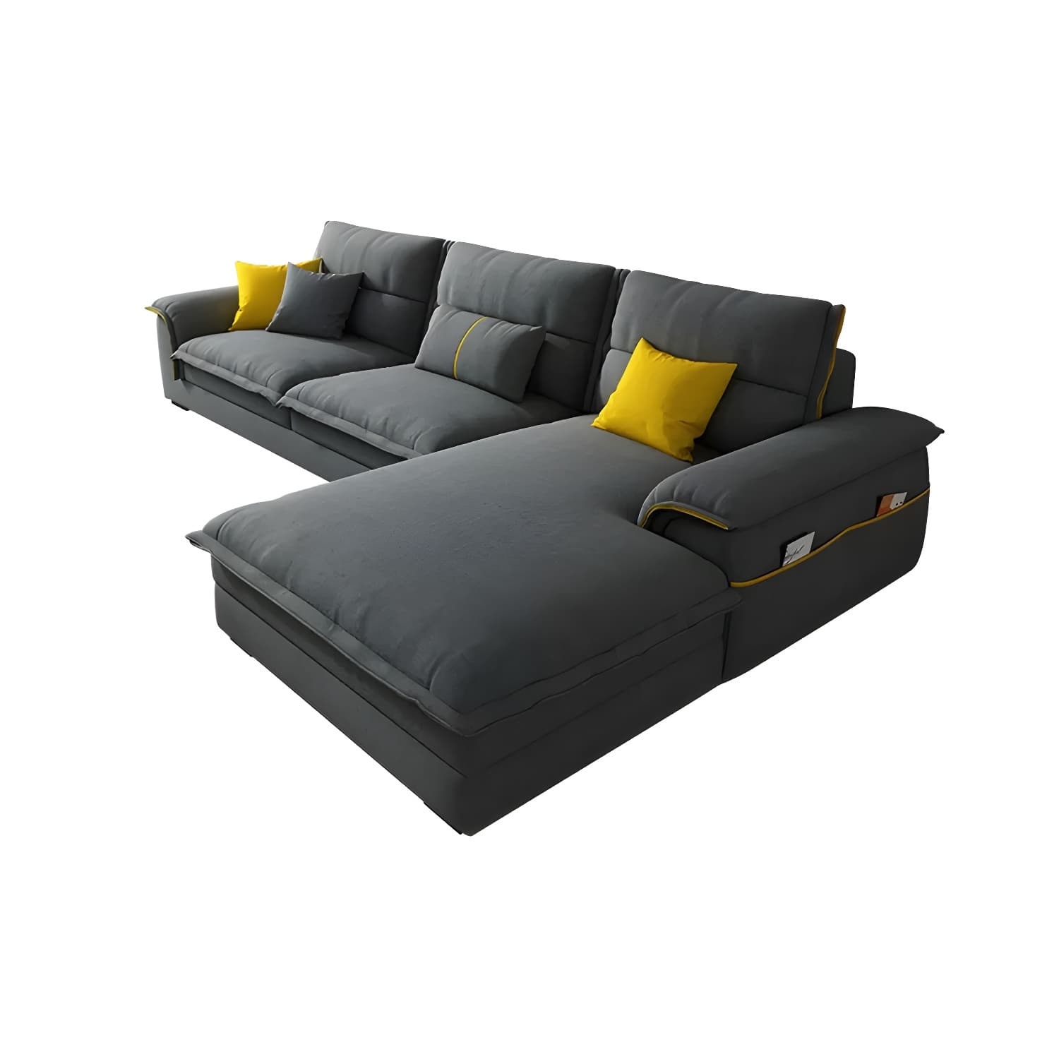 Modern Gray Cotton and Linen Sectional Sofa with Wood Frame and Storage Included thumbnail 13