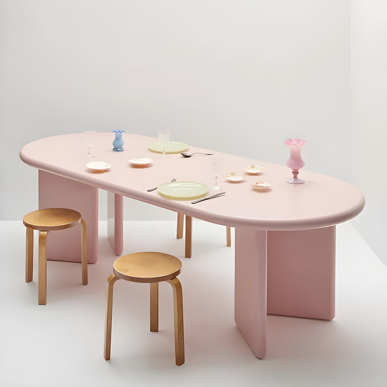 Contemporary Artificial Wood Top Oval Dinette Table Simple Dining Table for Living Room thumbnail 6