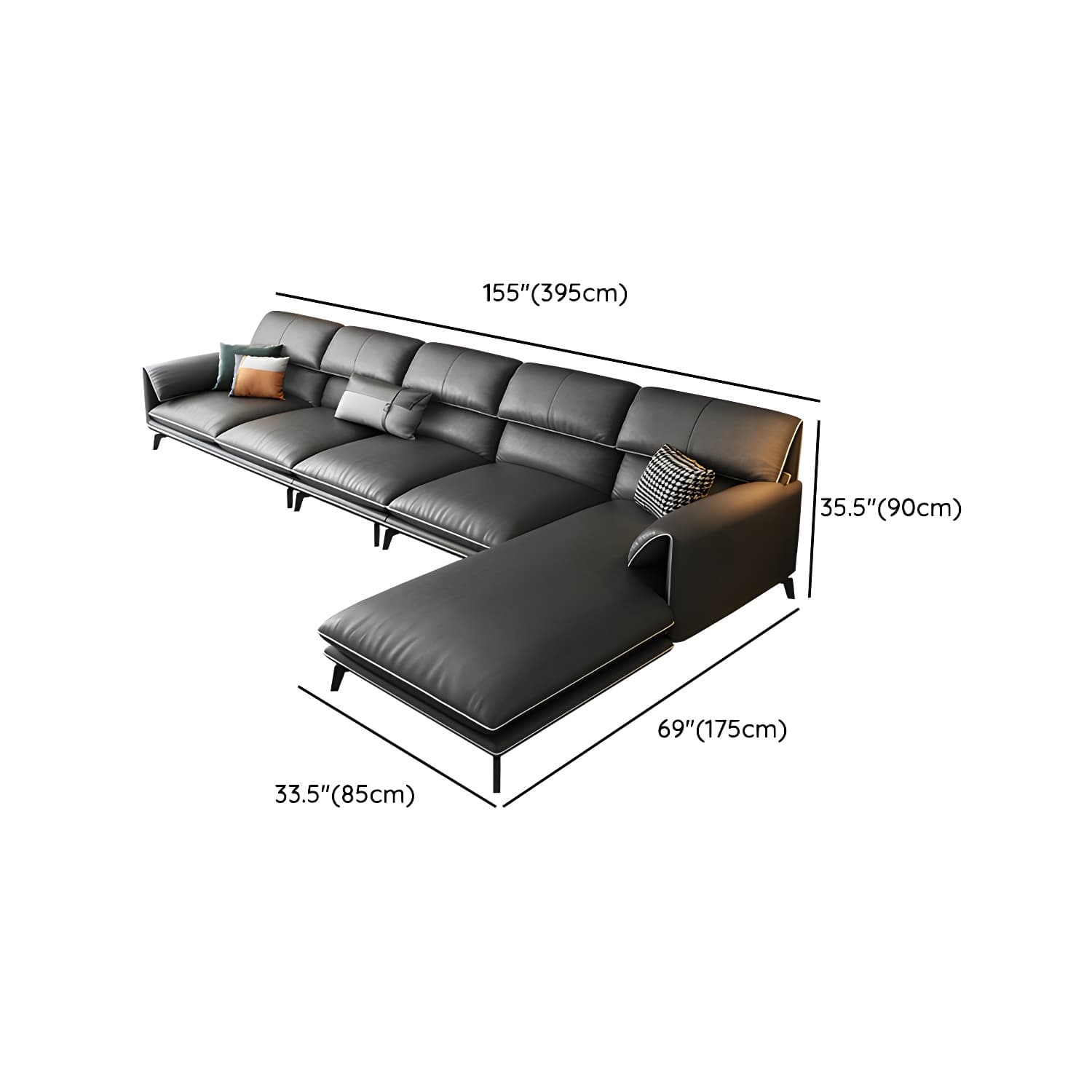 Modern Gray Stationary Sectional Sofa with Wood Frame and Pillow Top Arm thumbnail 20