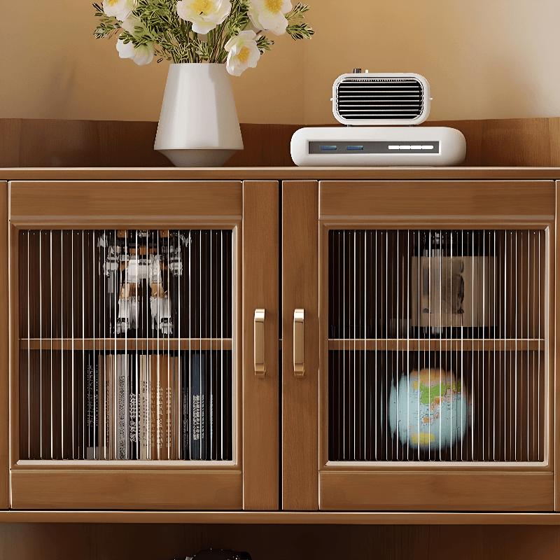 Independent Corner Utility Storage Cabinet in Cocoa/Gray/White with Grip Bars, 2 Exterior Shelves and 2 Cabinets/1 Cabinet in a Trendy Style, Glass-panel Door Included/Not Included thumbnail 8