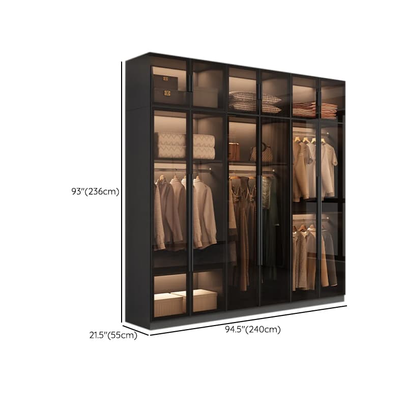 Ink-Colored Manufactured Wood Detached Wardrobe Closet with Soft Close Drawer, Door, Interior Shelves, and Clothing Rod thumbnail 19