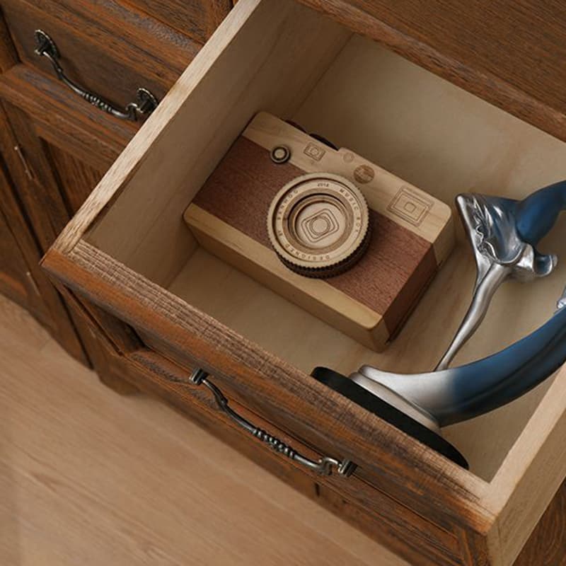 Coastal Style Storage Chest Solid Wood Countertop with Drawers and Doors thumbnail 13