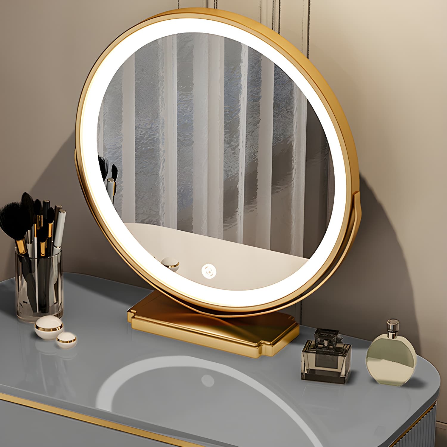 Gold Base Makeup Counter 15.74" Wide Vanity Tables with Storage Drawers thumbnail 12
