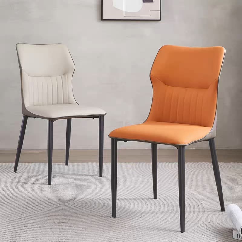 Minimalist Side Chair with Closed Back, Padded Upholstery, and Ink Metal Legs thumbnail 6