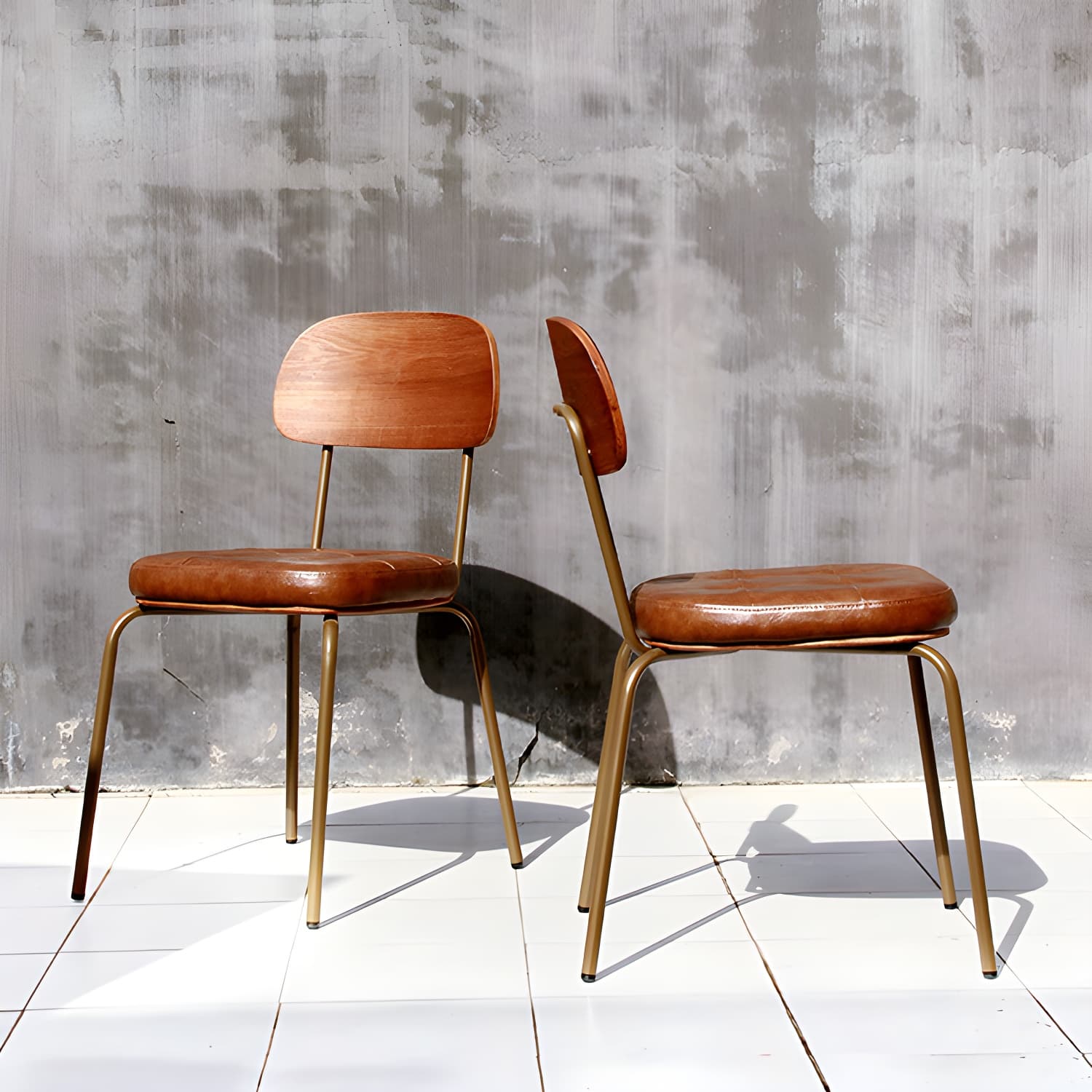Industrial Style Leather Dining Side Chair Dining Room Open Back Side Chair Set thumbnail 18