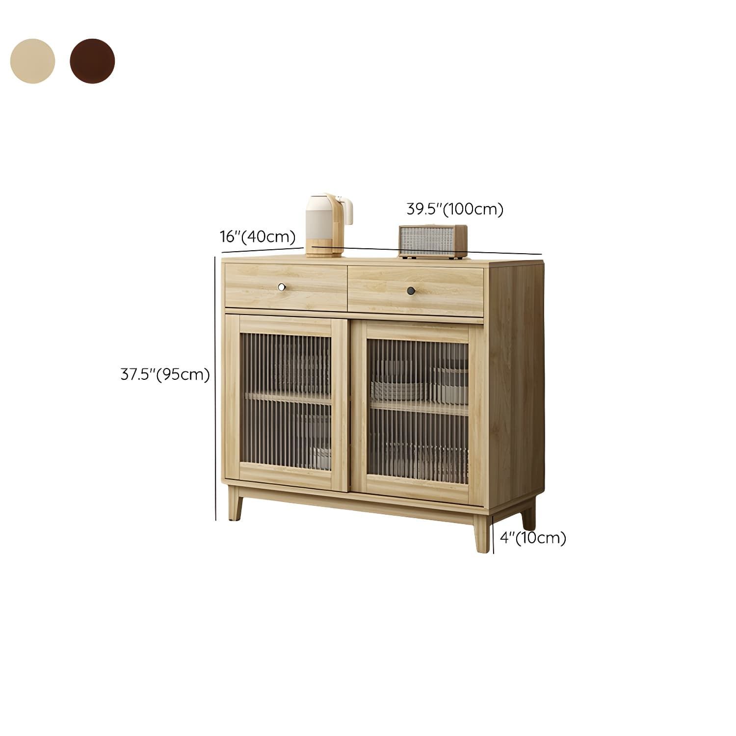Contemporary Wood Buffet with Glass Doors and 3 Storage Drawers thumbnail 12