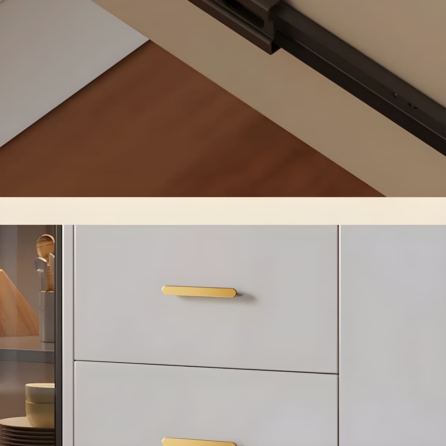 Glass Door Modern Wooden Kitchen Sideboard with Adjustable Shelving thumbnail 9