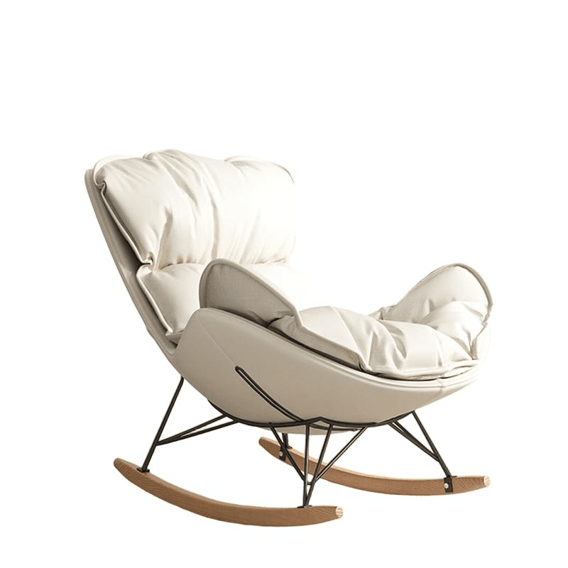 Modish Upholstered Rocking Accent Chair with Ottoman thumbnail 9